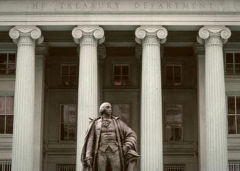 Exterior of US Treasury, agency of FinCEN