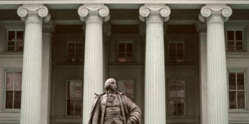 Exterior of US Treasury, agency of FinCEN