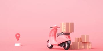 3d illustration of scooter carrying packages last mile.