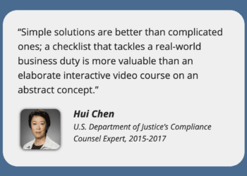 Hui Chen quoted about importance of compliance training
