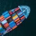 aerial view of shipping containers on cargo ship