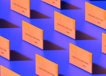 abstract 3d render of credit cards, which are governed by PCI DSS 4.0
