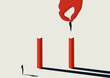 illustration of figure being placed on a pedestal