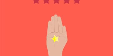 Illustration of a hand leaving a one star review