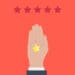 Illustration of a hand leaving a one star review