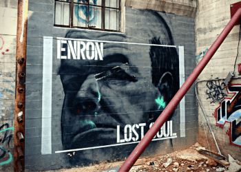 Graffiti depicting Enron and former chief Kenneth Lay