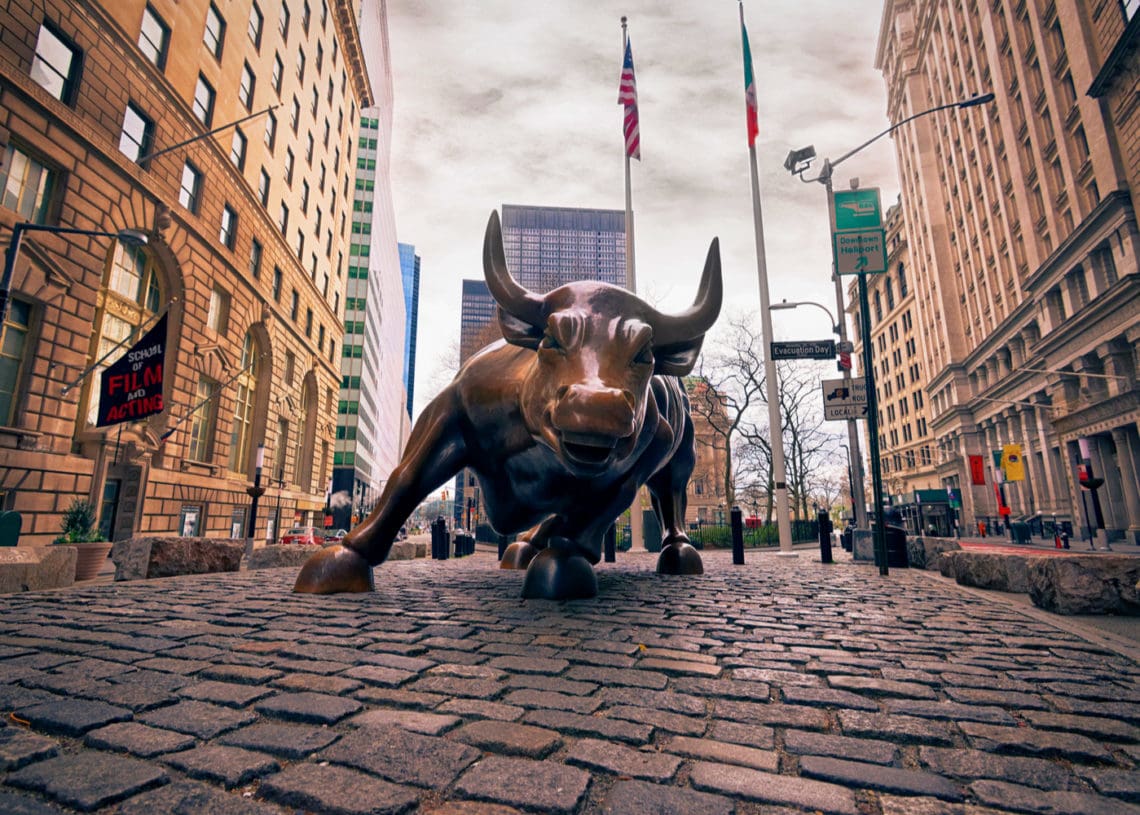 Charging bull statue on Wall Street