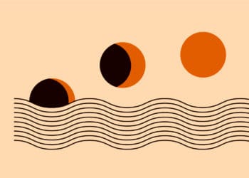 Illustration depicting waves, moon and rising tide