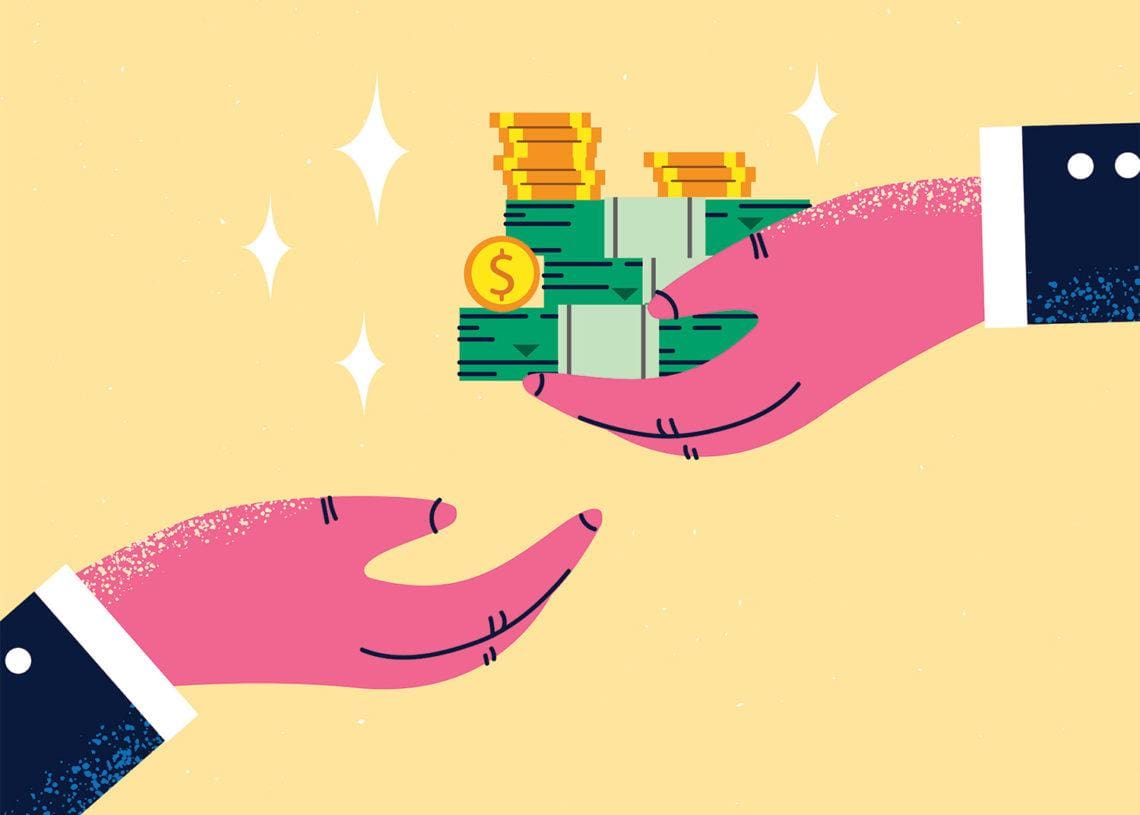 bribery cash stack hands