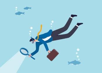 business person diving for answers