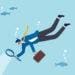 business person diving for answers