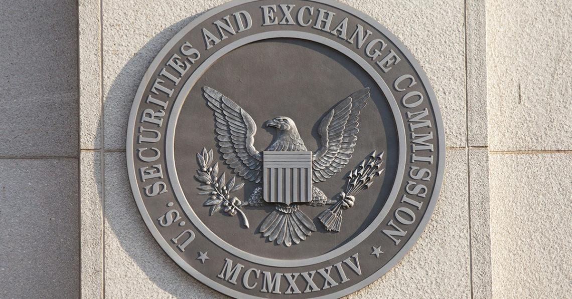 An emblem on the SEC building