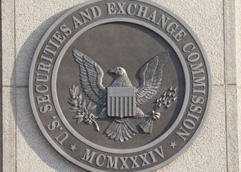 An emblem on the SEC building