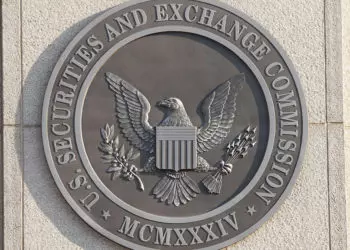 An emblem on the SEC building