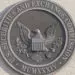 An emblem on the SEC building