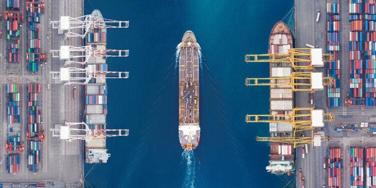 Cargo ships in dock