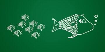 Little fish chasing big fish