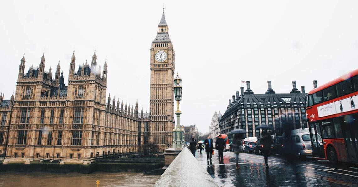 parliament in the rain