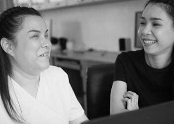 a visually impaired woman uses a website