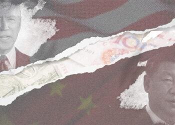 A digital collage representing U.S.-China relations