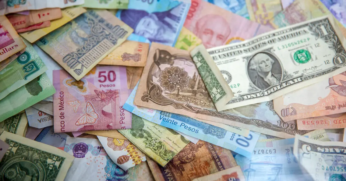different currencies from around the globe