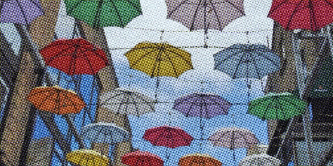 installation of umbrellas to support neurodiversity