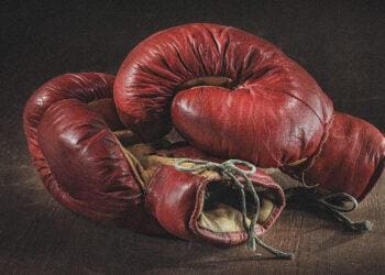 A pair of old boxing gloves