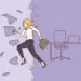 A woman breaks through glass