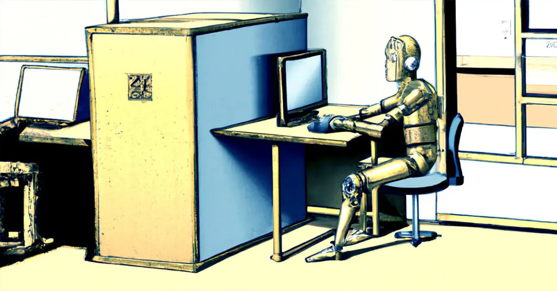 ai generated illustration of robot office worker