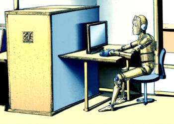 ai generated illustration of robot office worker