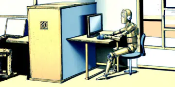 ai generated illustration of robot office worker