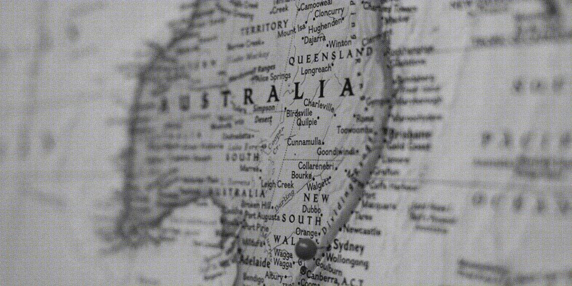 australia on a map