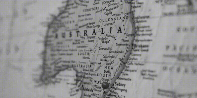 australia on a map