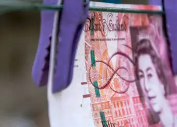 british bank note on clothesline