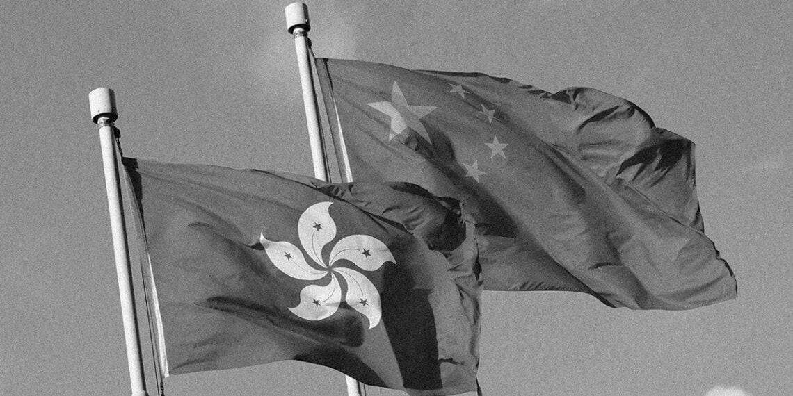 chinese and hong kong flags