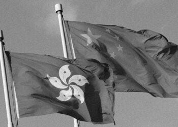 chinese and hong kong flags
