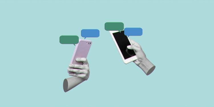 collage of hands texting