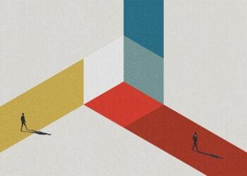 conceptual illustration of business merger