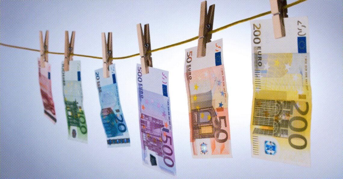 euros on a clothesline