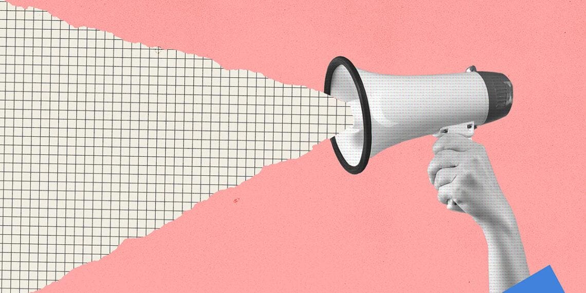 megaphone digital art collage