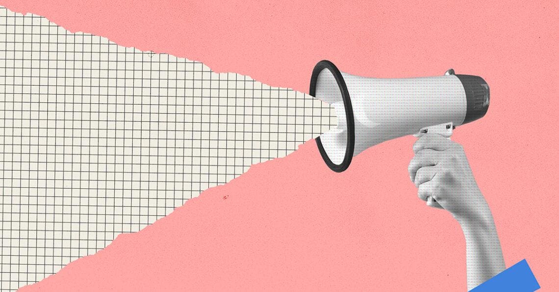 megaphone digital art collage