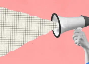 megaphone digital art collage