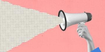 megaphone digital art collage