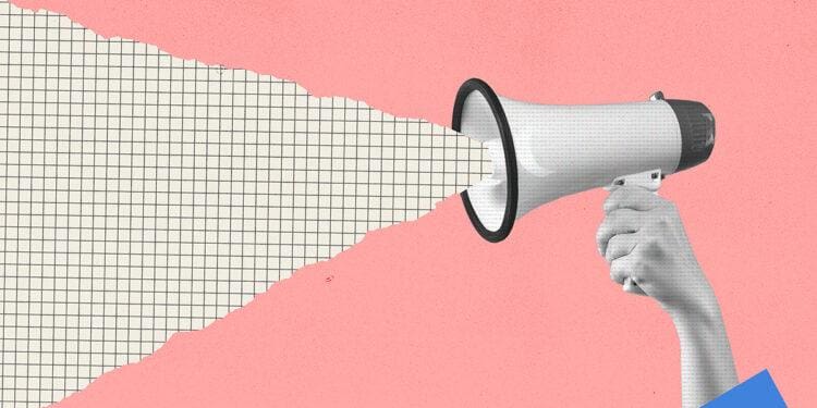 megaphone digital art collage