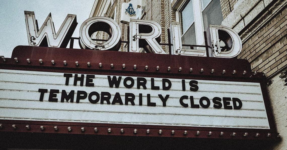theater marquee showing covid shutdown