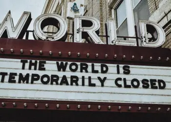 theater marquee showing covid shutdown