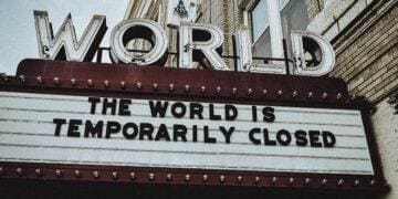 theater marquee showing covid shutdown