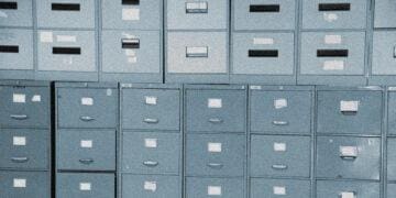 wall of filing cabinets holding private information