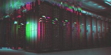 glitchy image of data center