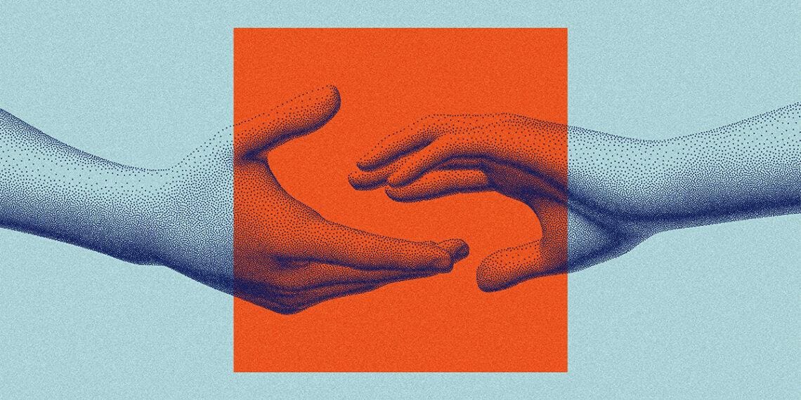 hands reaching out illustration